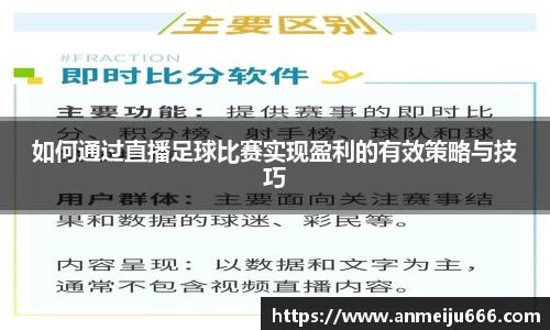 如何通过直播足球比赛实现盈利的有效策略与技巧